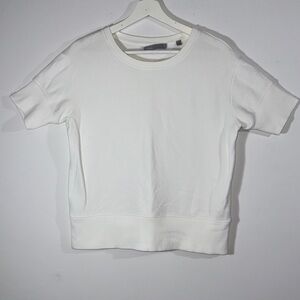 Vince White Short Sleeve Cotton Sweatshirt Style Top Size XS